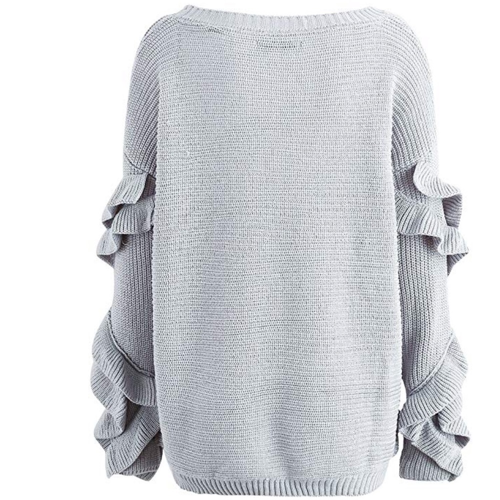 Beautiful women winter loose ruffle sweater - Picture 6 of 7